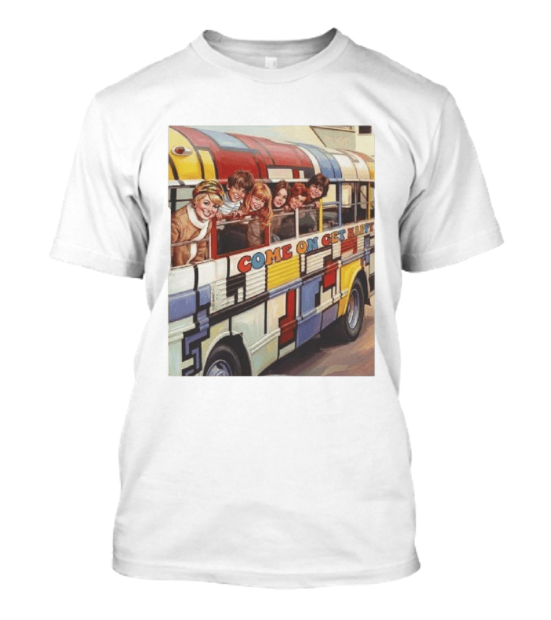 Psychedelic School Bus Come On Get Happy Retro Vibes T-Shirt