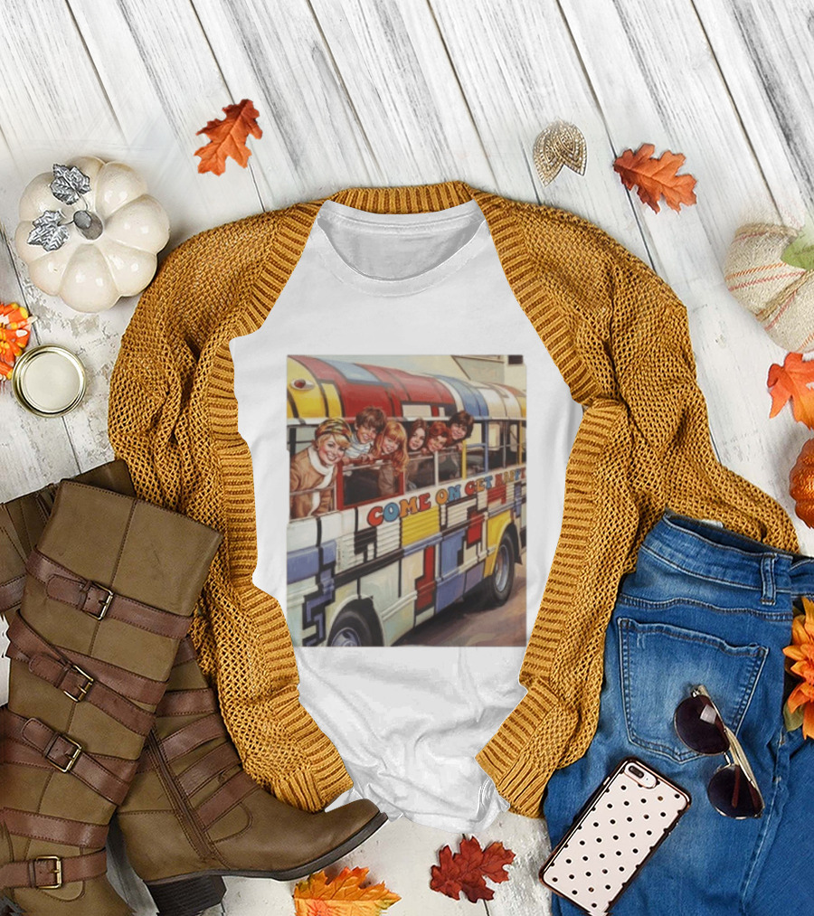 Psychedelic School Bus Come On Get Happy Retro Vibes T-Shirt