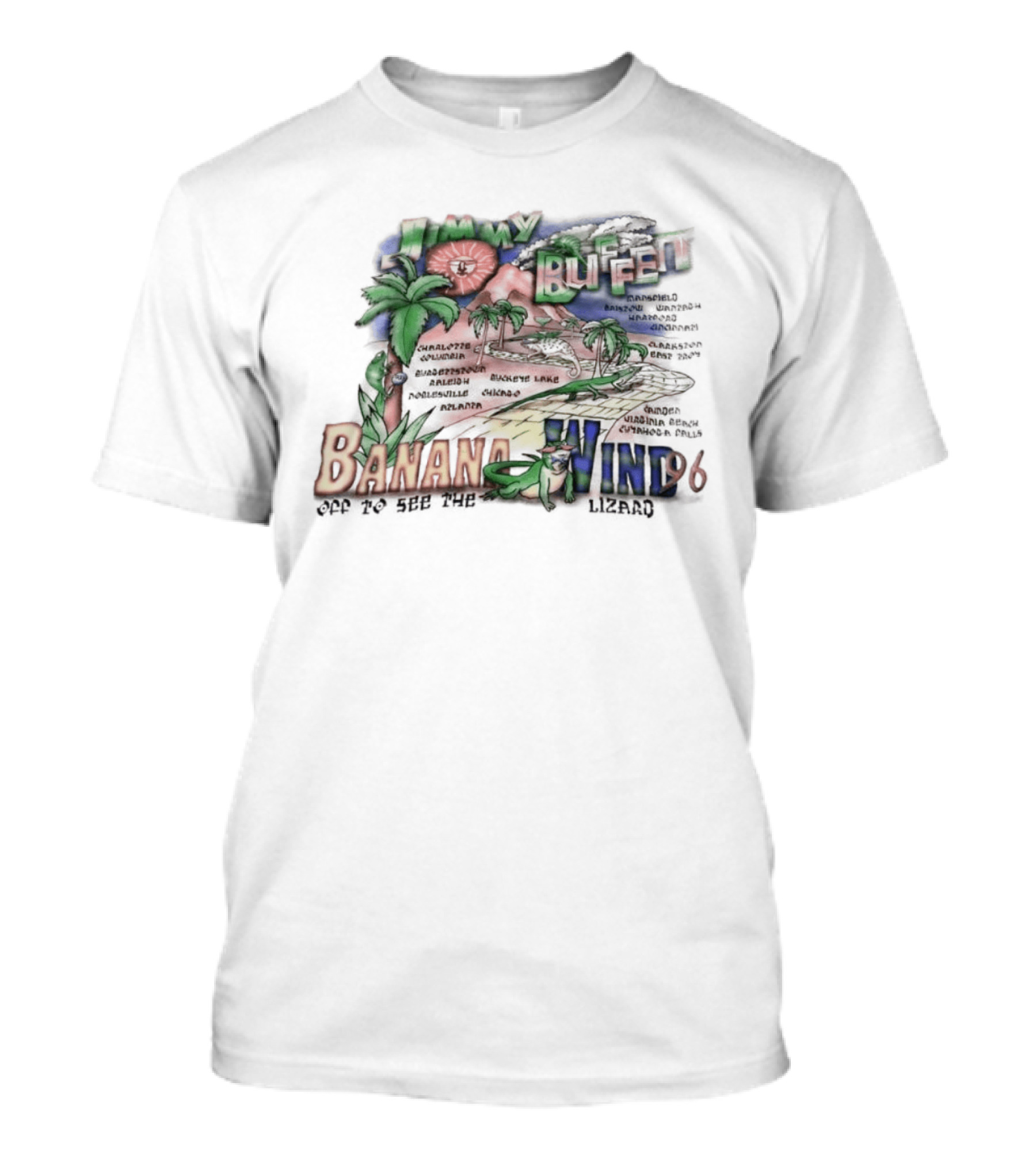 Jimmy Buffett Banana Wind 96 Off To See The Lizard Tropical Scene Palm Trees T-Shirt