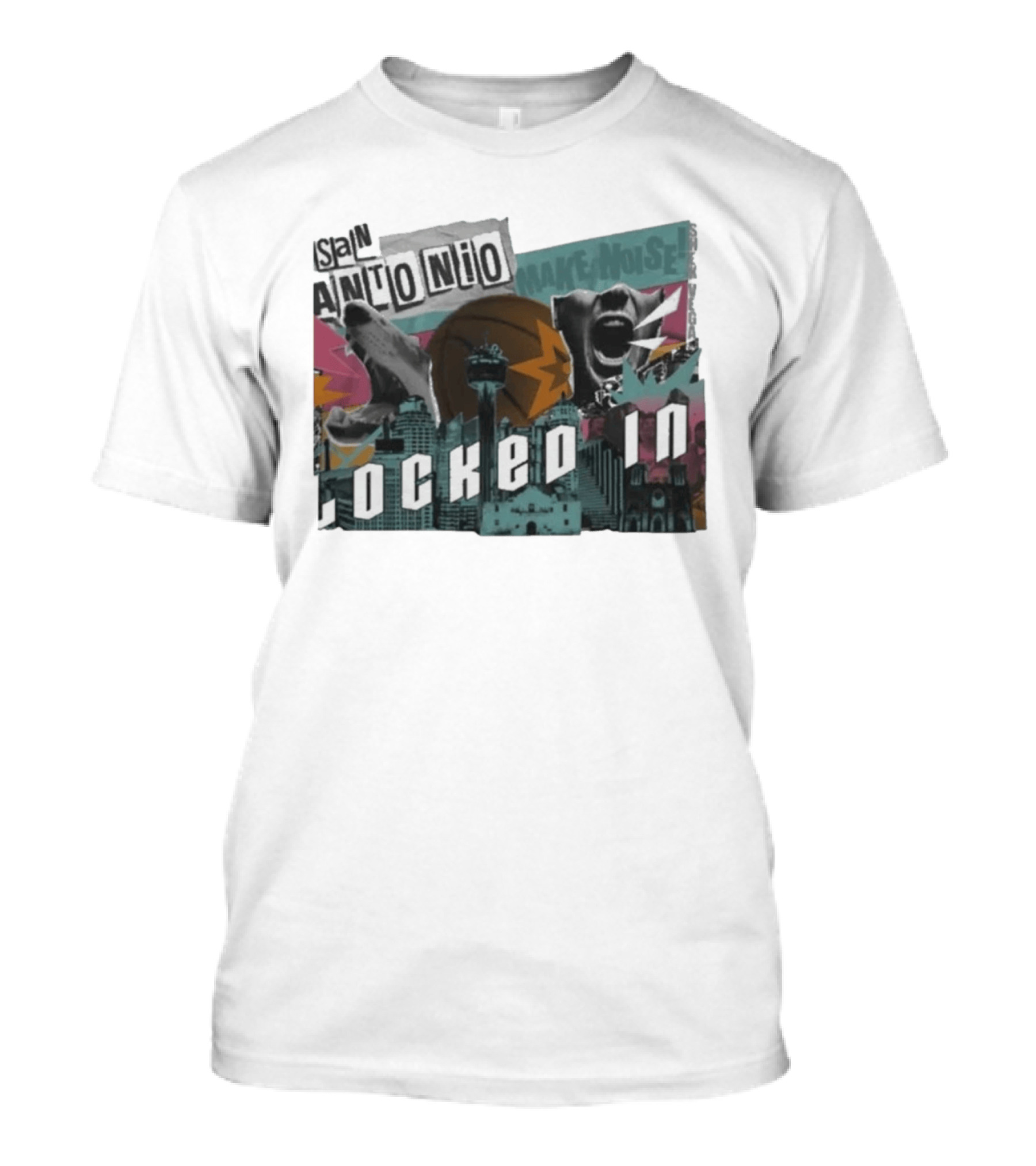 San Antonio Locked In Make Noise Basketball Skyline T-Shirt
