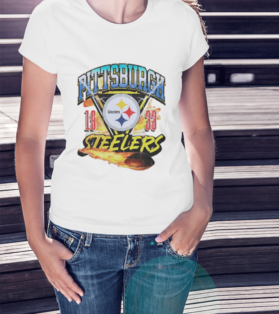 Pittsburgh Steelers 1933 Football Flame T-Shirt