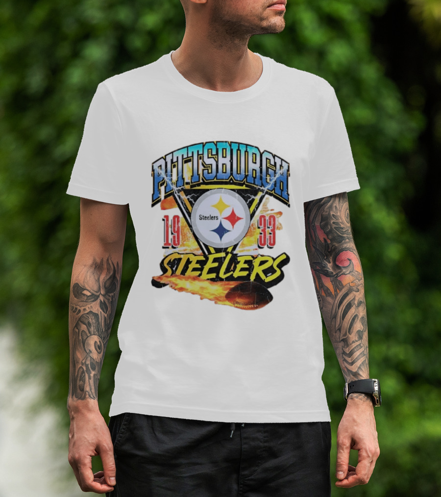 Pittsburgh Steelers 1933 Football Flame T-Shirt