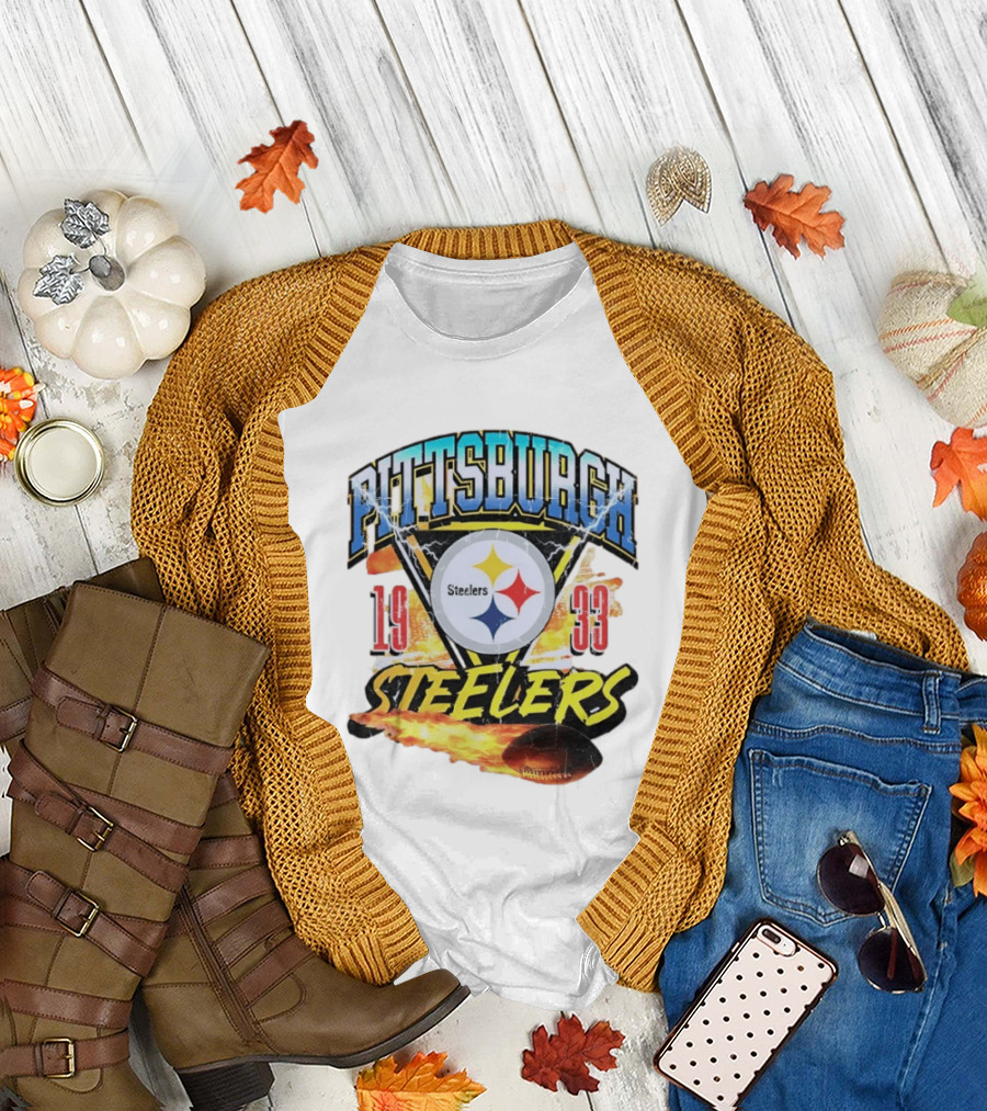 Pittsburgh Steelers 1933 Football Flame T-Shirt