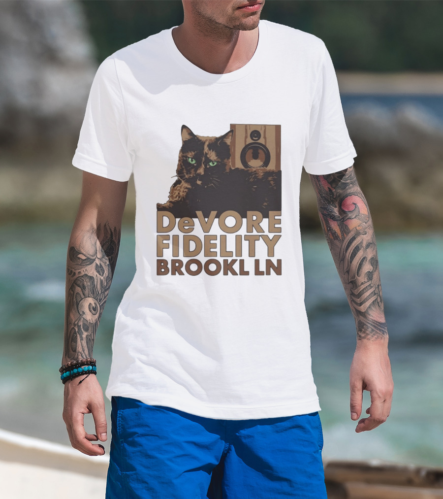 DeVore Fidelity Brooklyn LN Cat Speaker T-Shirt