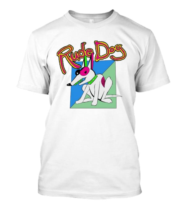 Rude Dog Retro 80s Cartoon Style Colorful T-Shirt