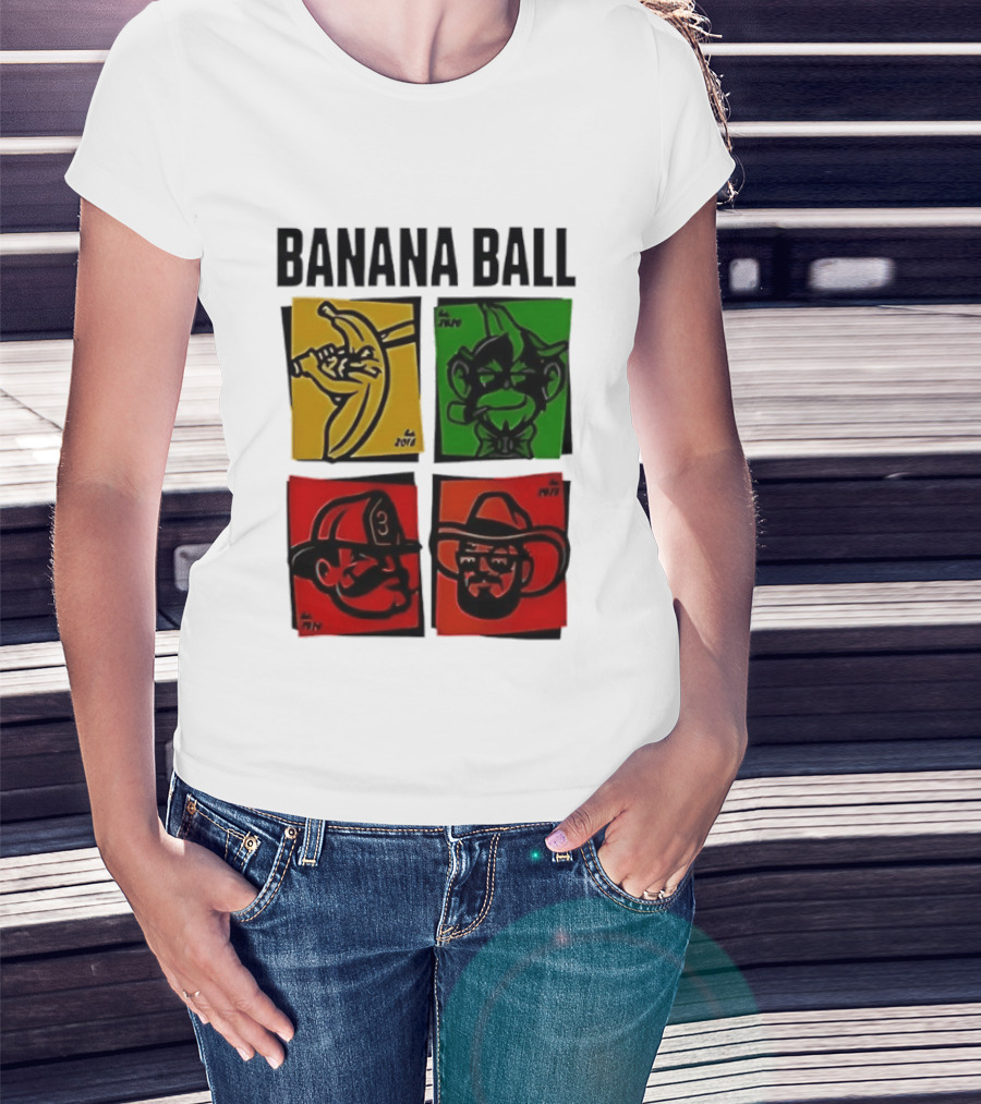 Savannah Bananas Baseball Banana Ball Colorful Character Blocks T-Shirt