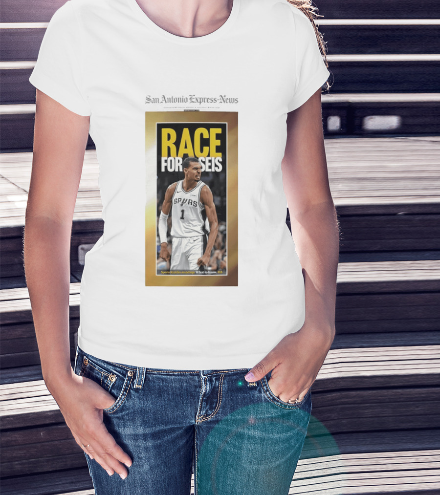 San Antonio Express News Victor Wembanyama Spurs Race For Seis Basketball T-Shirt