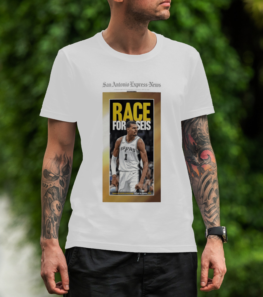 San Antonio Express News Victor Wembanyama Spurs Race For Seis Basketball T-Shirt