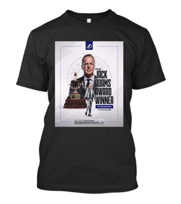 2026 Jack Adams Award Winner Jon Cooper Florida Blue Tampa Bay Lightning 1st Time Recipient 50 26 6 Record 108 Points T-Shirt