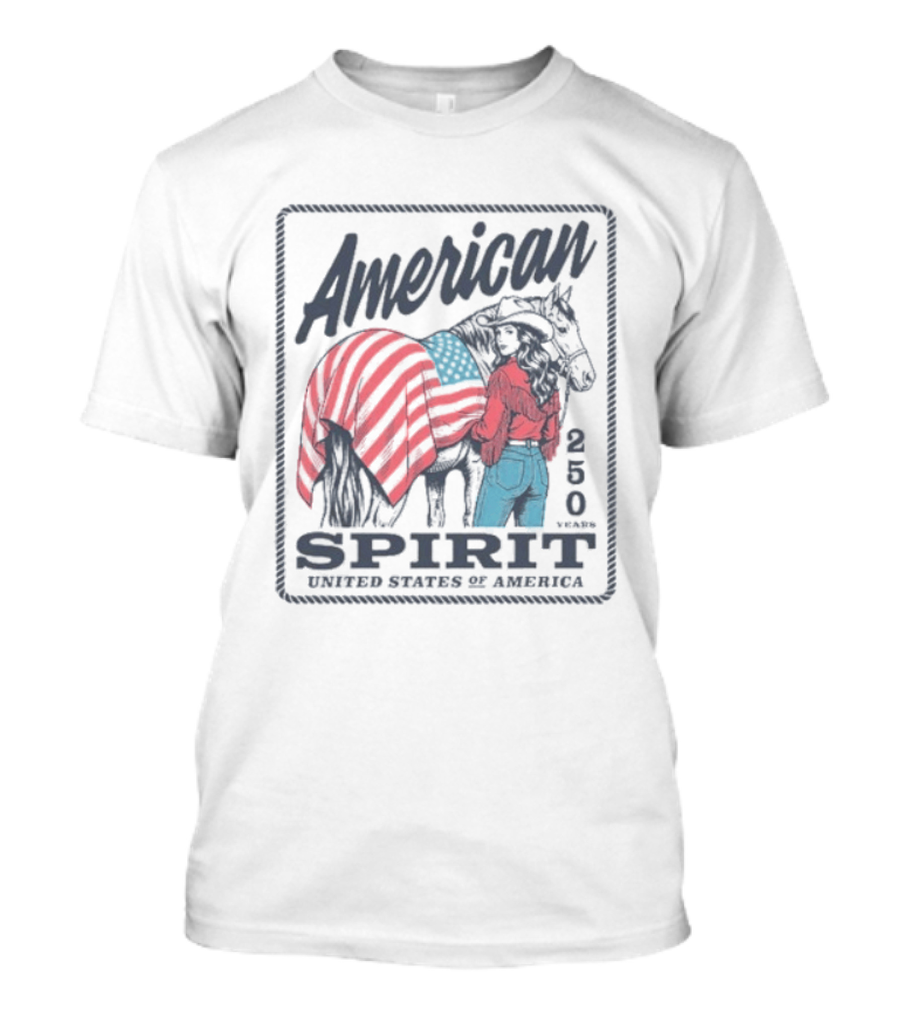 American Spirit 250 United States Of America Horse And Rider With Flag Blanket T-Shirt