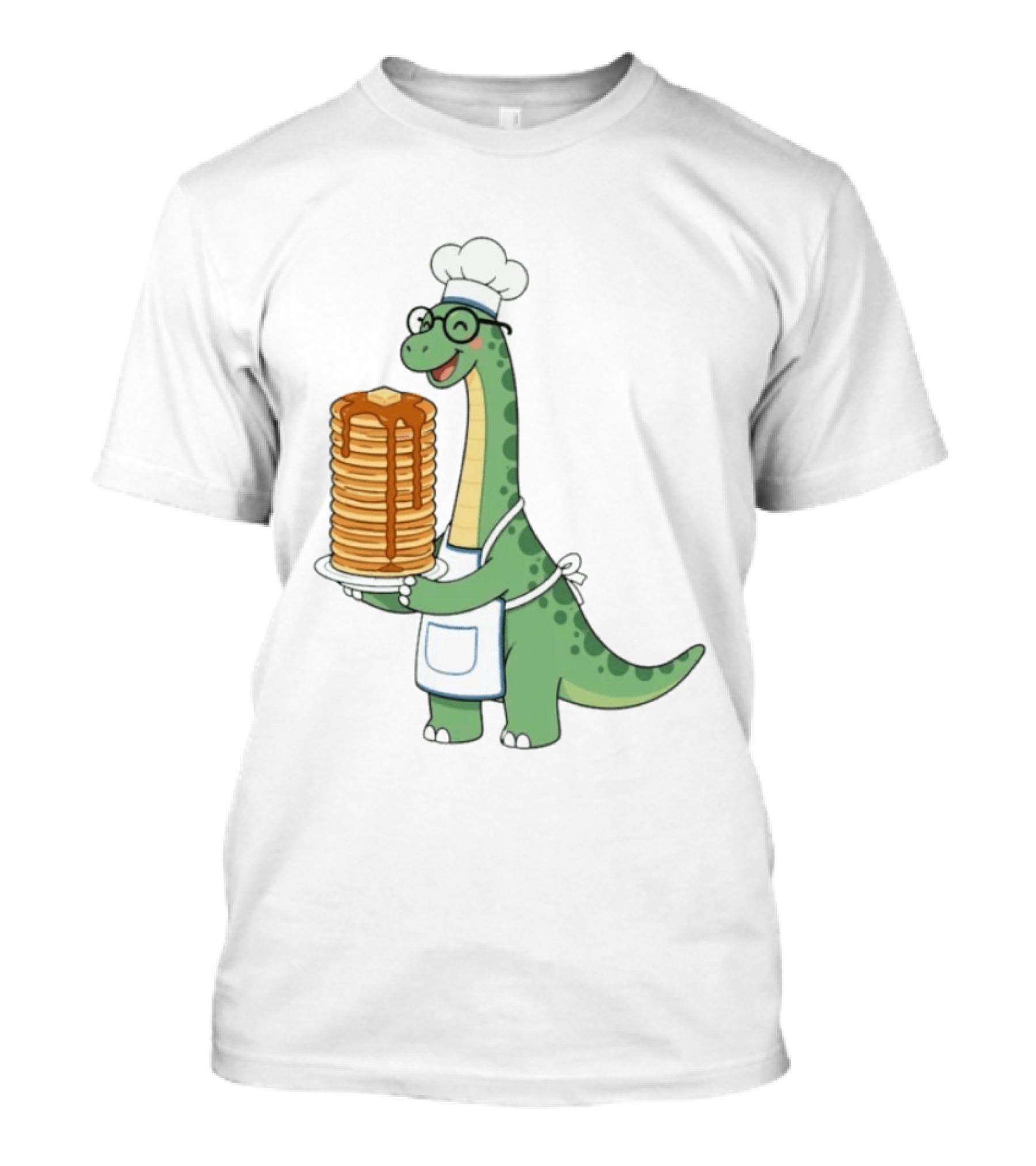 Chef Dinosaur With Towering Pancakes And A Smile T-Shirt
