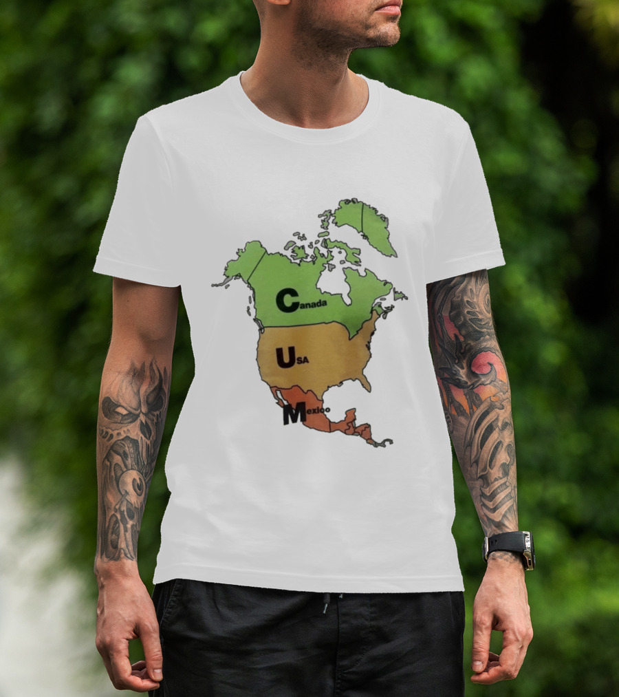 North America Map Canada USA Mexico Geography Continent Country T-Shirt