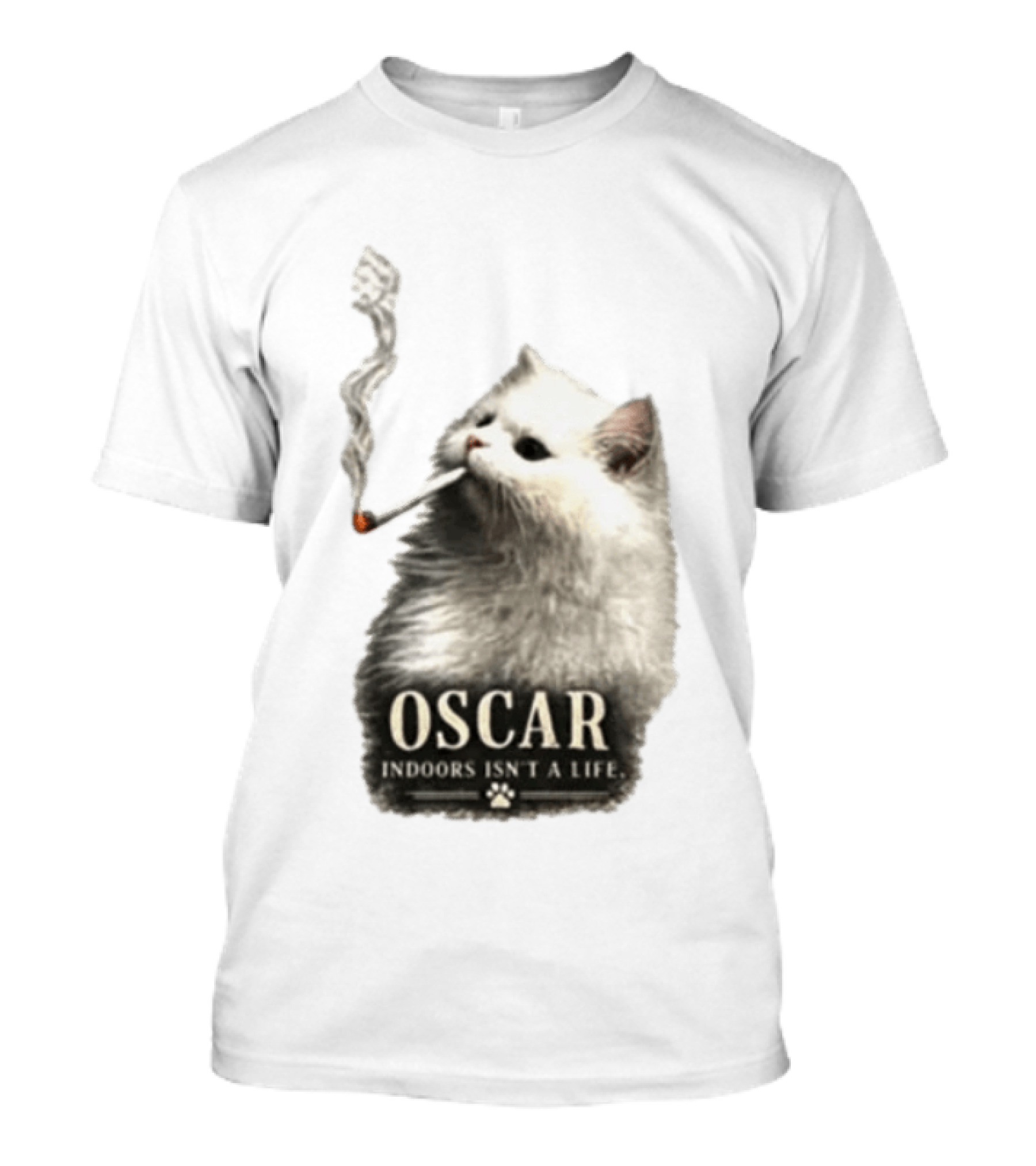 Oscar Indoors Isn't A Life Cat Smoking Cigarette T-Shirt