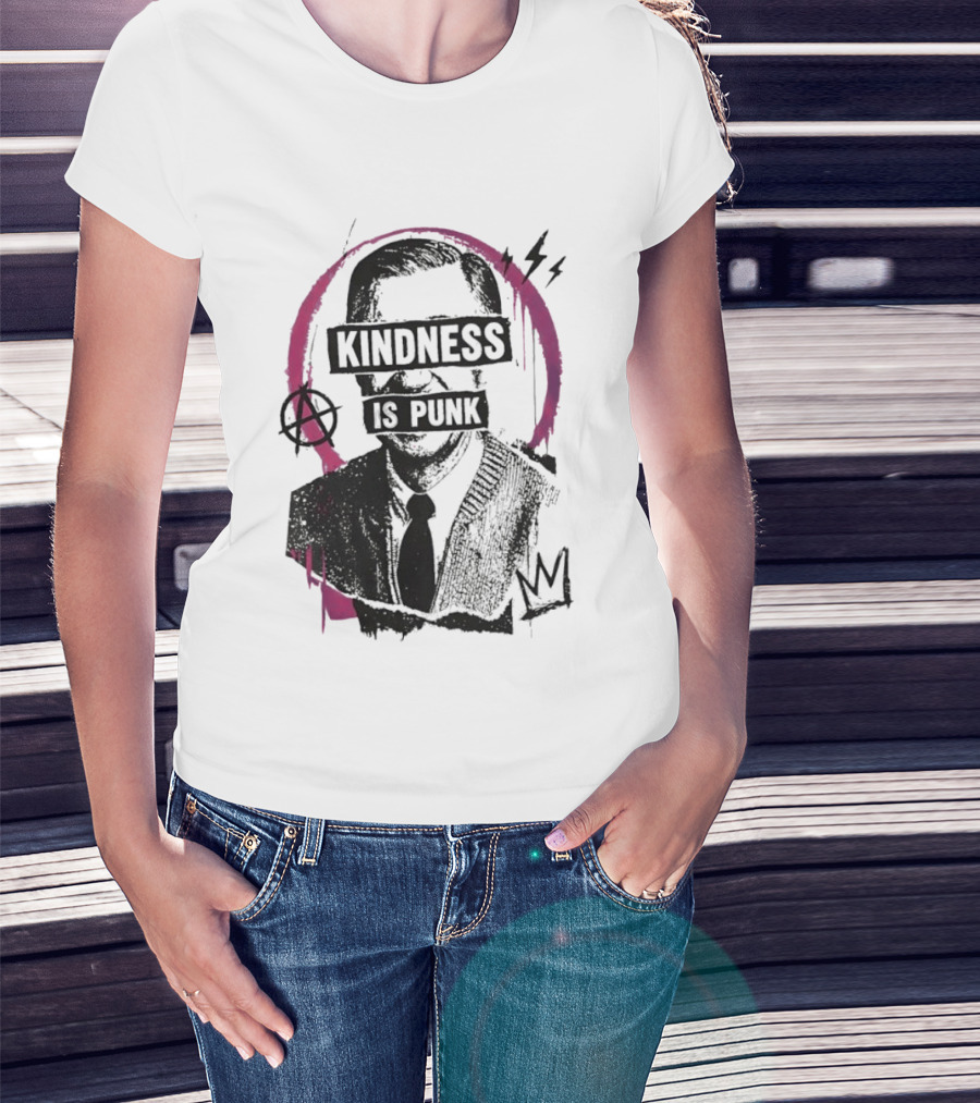 Fred Rogers Kindness Is Punk Anarchy Crown Lightning Bolt T-Shirt