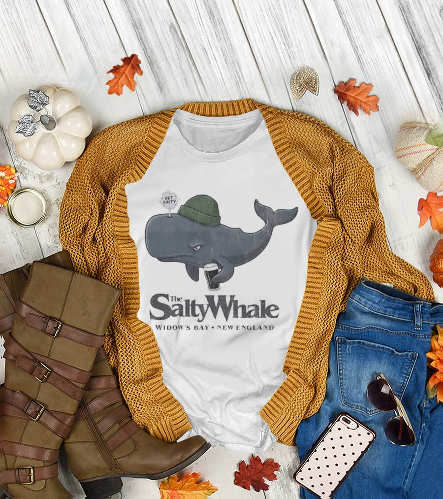 Get Salty Whale New England Beer Drinker Nautical Widows Bay T-Shirt