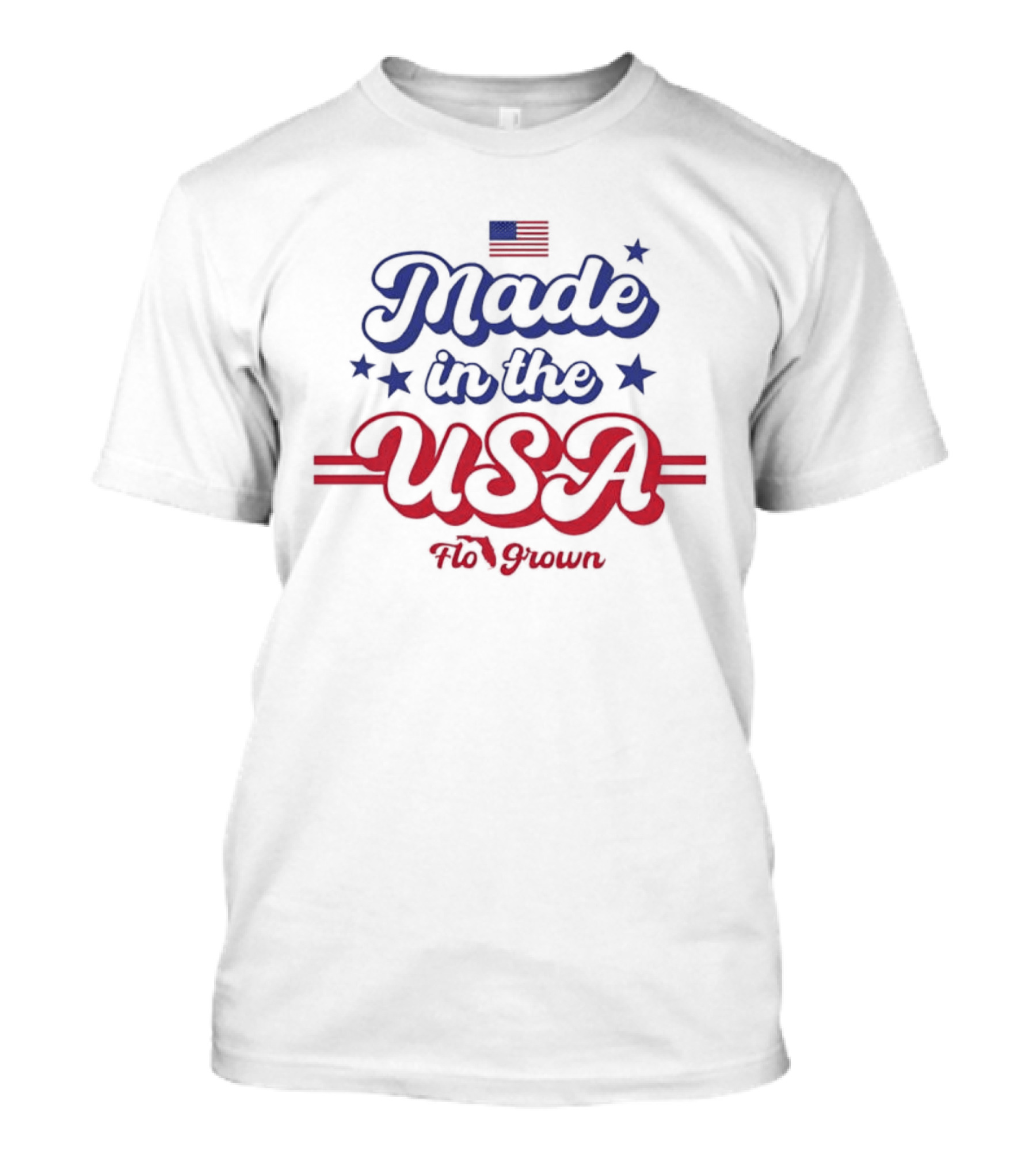 Made In The USA Flo Grown American Flag Stars T-Shirt