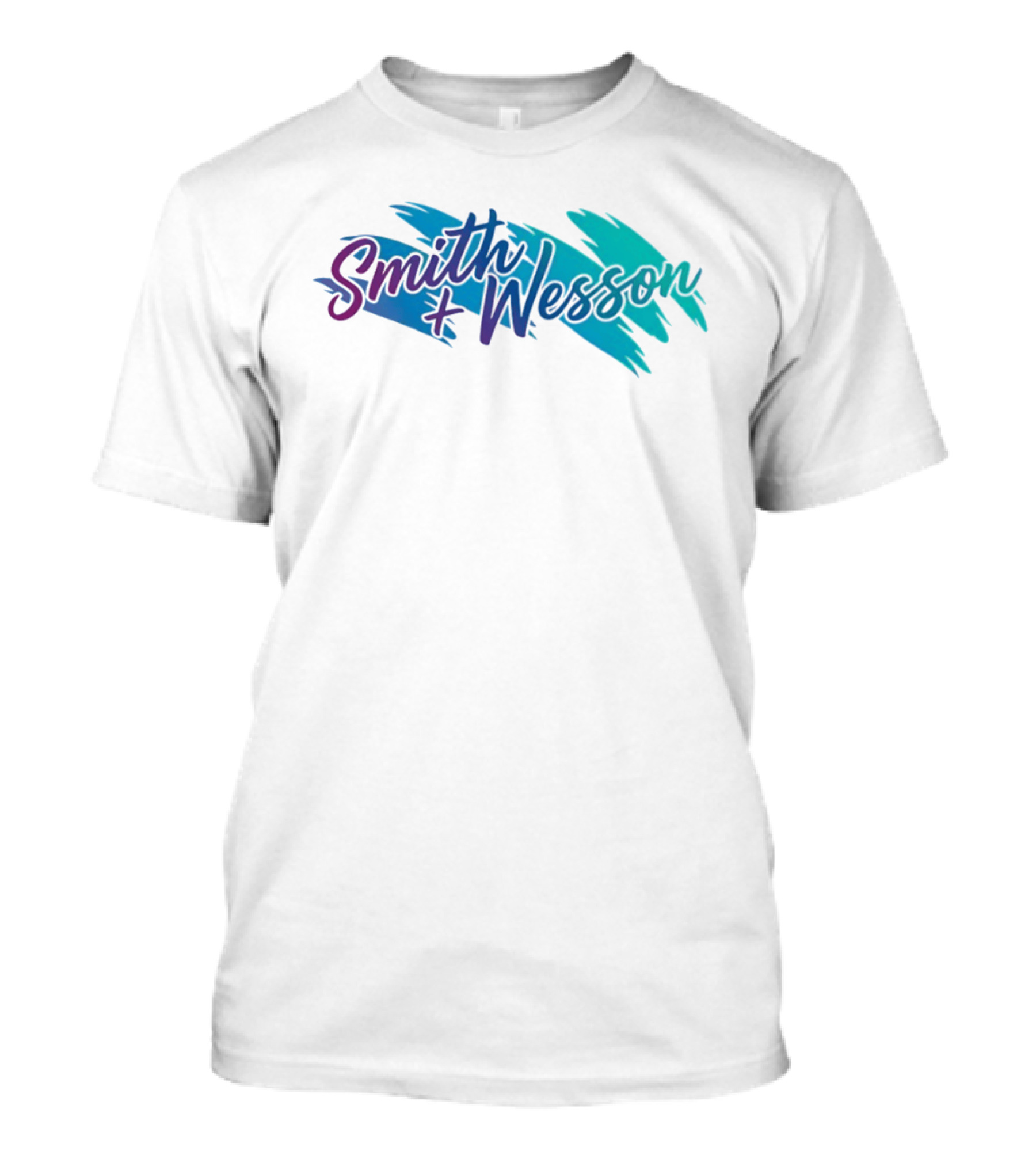 Smith And Wesson 90s Teal Purple Paint Brush Strokes T-Shirt