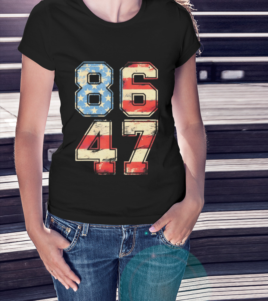 Anti ICE Subtle FDT Democrat 8647 American Flag Numbers T-Shirt