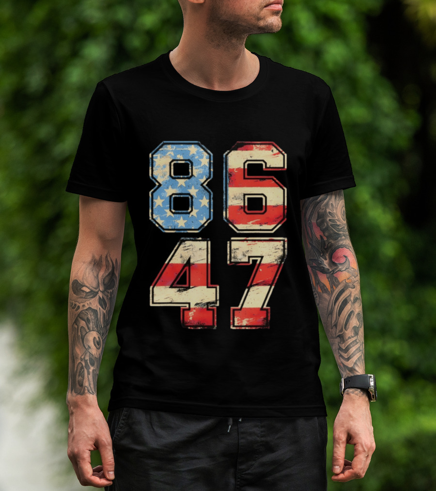 Anti ICE Subtle FDT Democrat 8647 American Flag Numbers T-Shirt