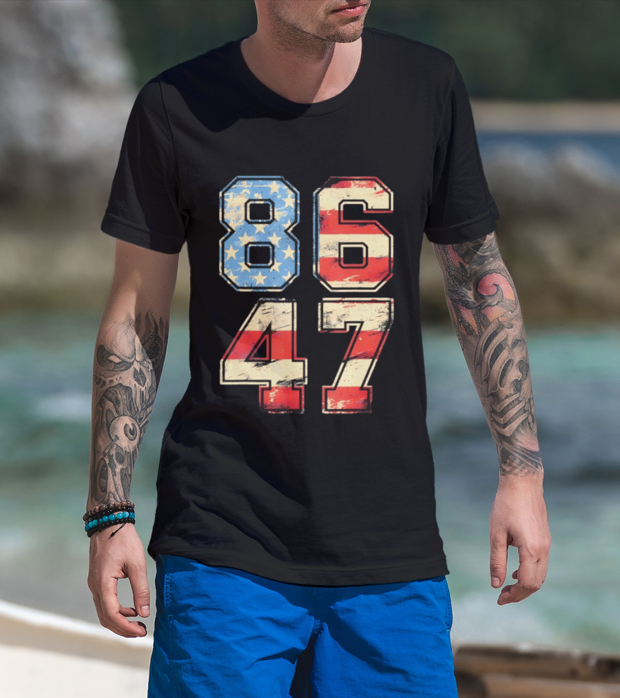 Anti ICE Subtle FDT Democrat 8647 American Flag Numbers T-Shirt