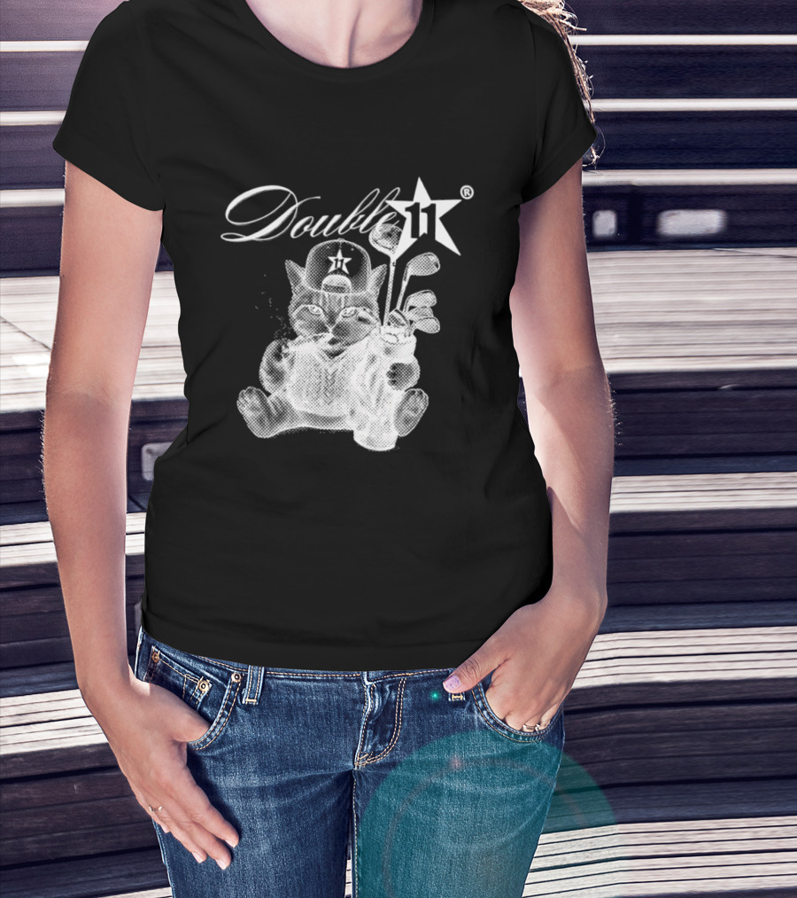 Double 11 Golfing Cat Star Golf Clubs Urban Streetwear 2026 Future T-Shirt