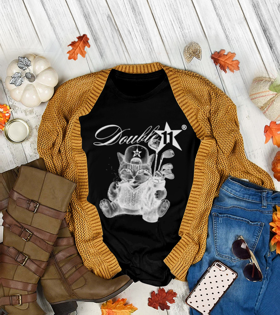 Double 11 Golfing Cat Star Golf Clubs Urban Streetwear 2026 Future T-Shirt