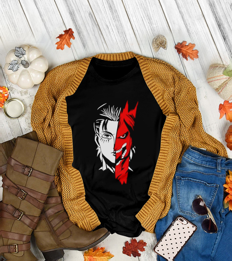 Eren Yeager Attack Titan Split Face The Rumbling 2026 Anime Manga T-Shirt