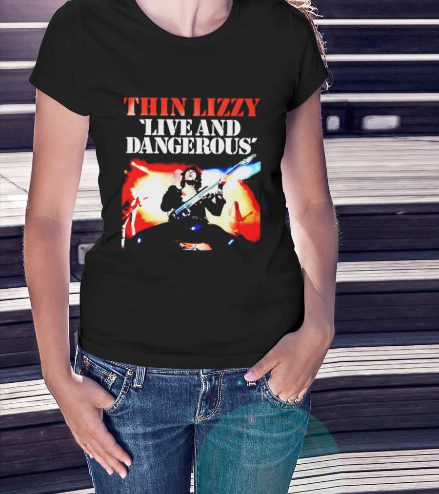 Thin Lizzy Live And Dangerous Cover Classic Rock Band Album T-Shirt