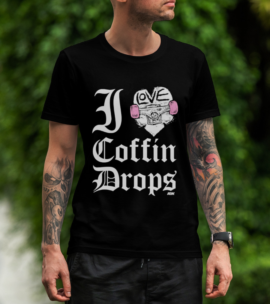 I Love Coffin Drops Aew Skateboard Heart Pink Gloves T-Shirt