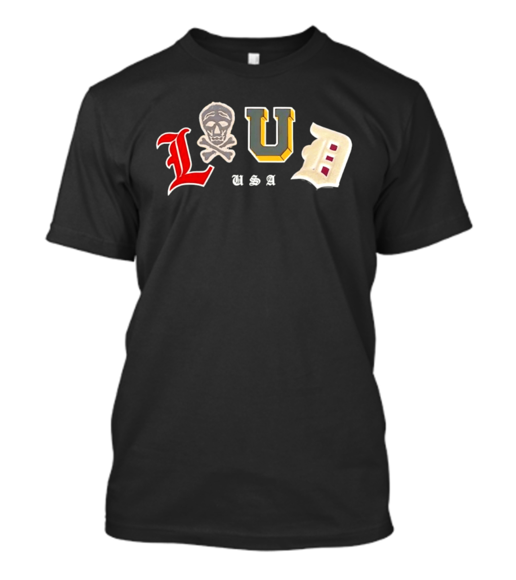 LUD USA Skull Varsity Patches L U D T-Shirt