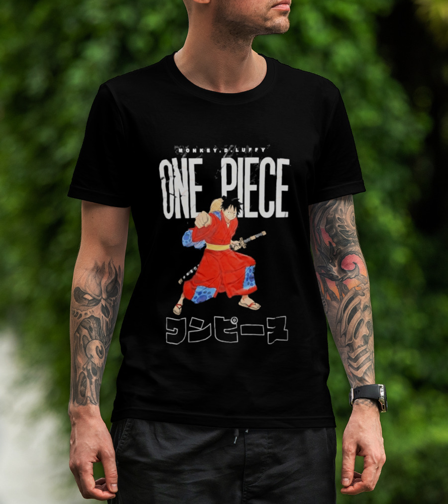One Piece Luffy Wano Samurai Katana Anime Japanese T-Shirt