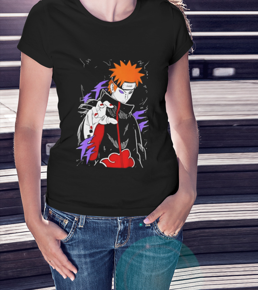 Naruto Shippuden Pain Akatsuki Rinnegan Almighty Push Anime 2026 Trend T-Shirt