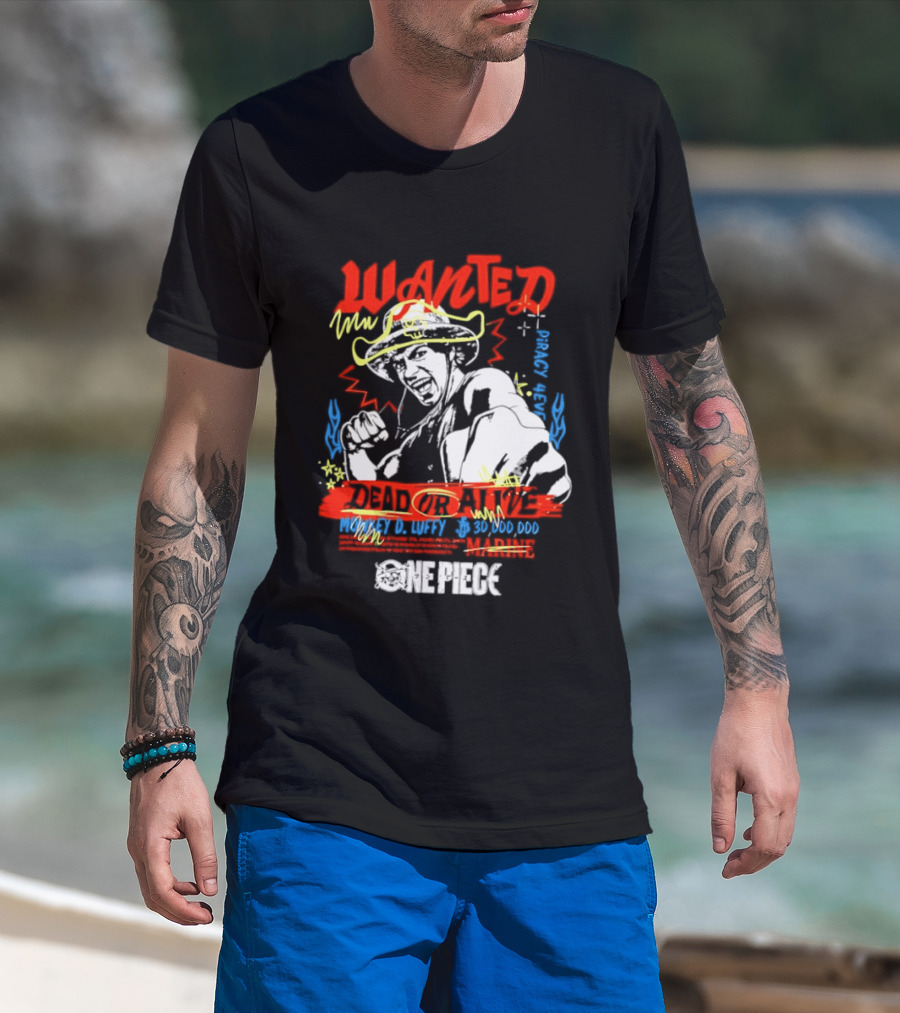 One Piece Monkey D. Luffy Wanted Dead Or Alive 30 Million Berries Bounty Straw Hat Pirate 2026 T-Shirt