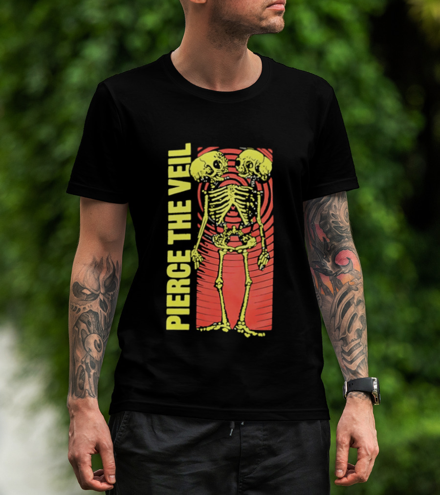 Pierce The Veil Two Headed Skeleton Red Target 2026 T-Shirt