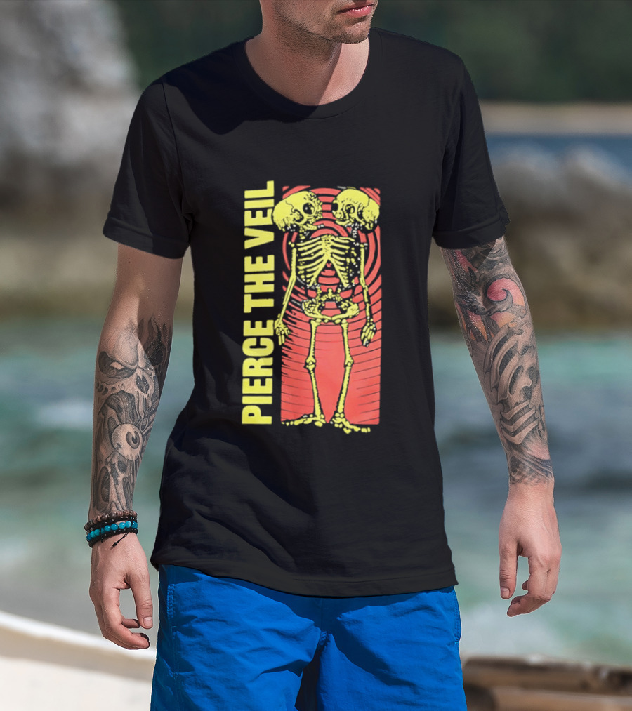 Pierce The Veil Two Headed Skeleton Red Target 2026 T-Shirt