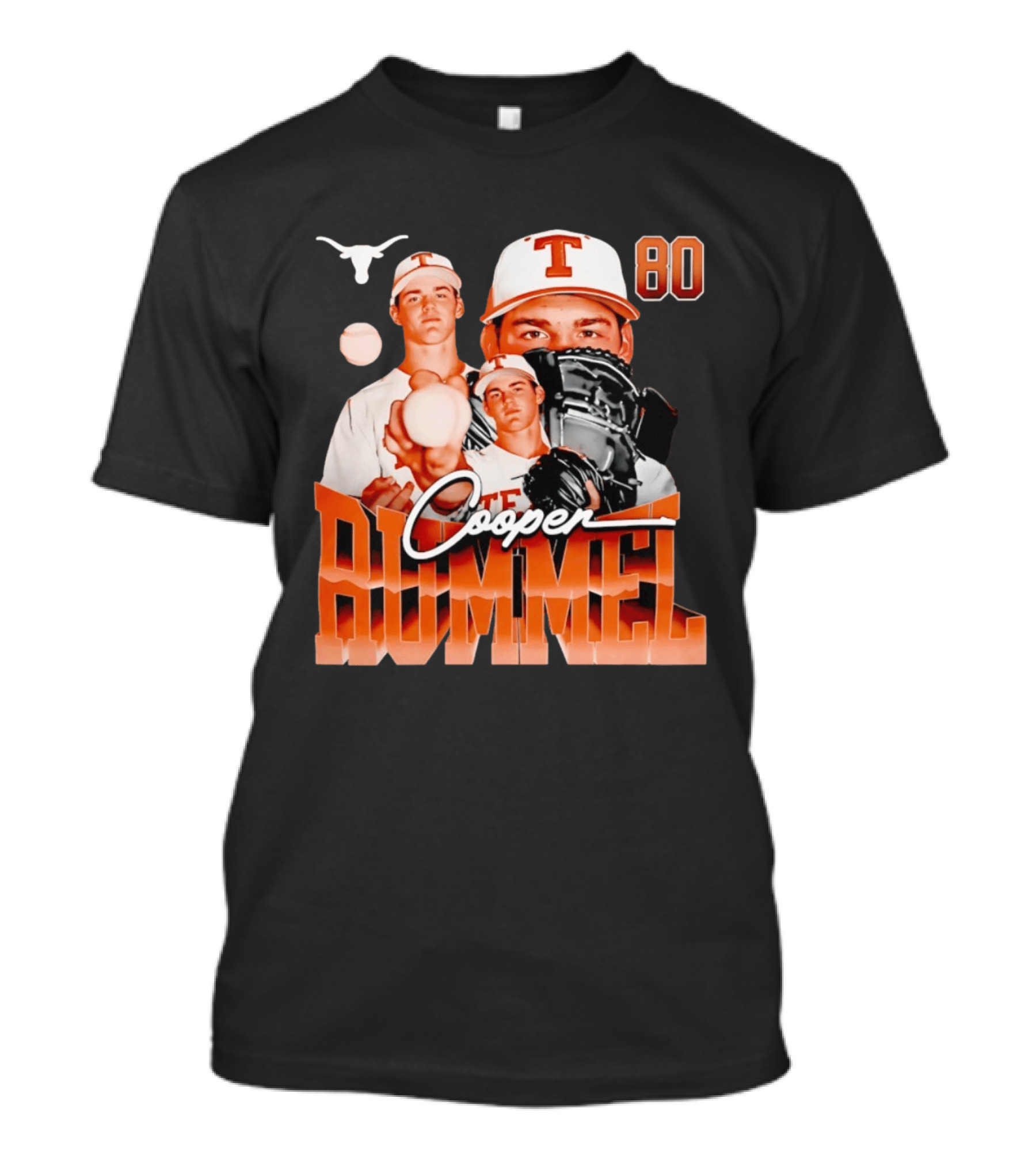 Texas Longhorns Cooper Rummel Baseball Collage 80 T-Shirt