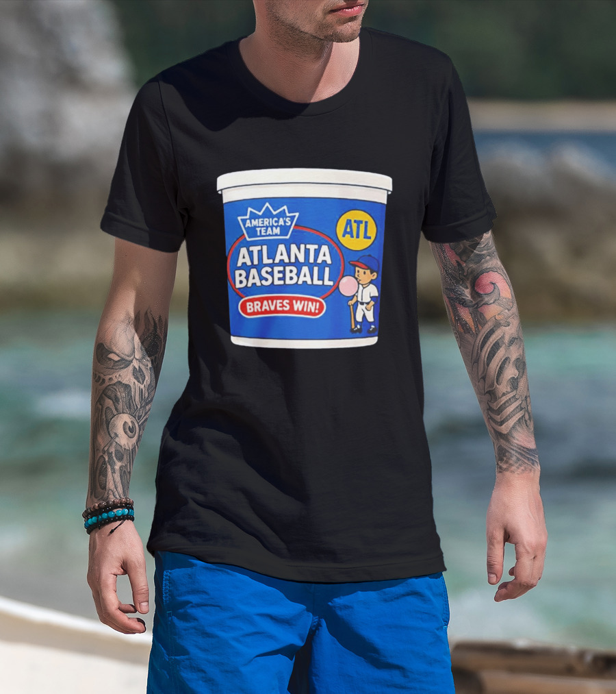 Braves Win America's Team Atlanta Baseball ATL Bubble Gum Crown T-Shirt