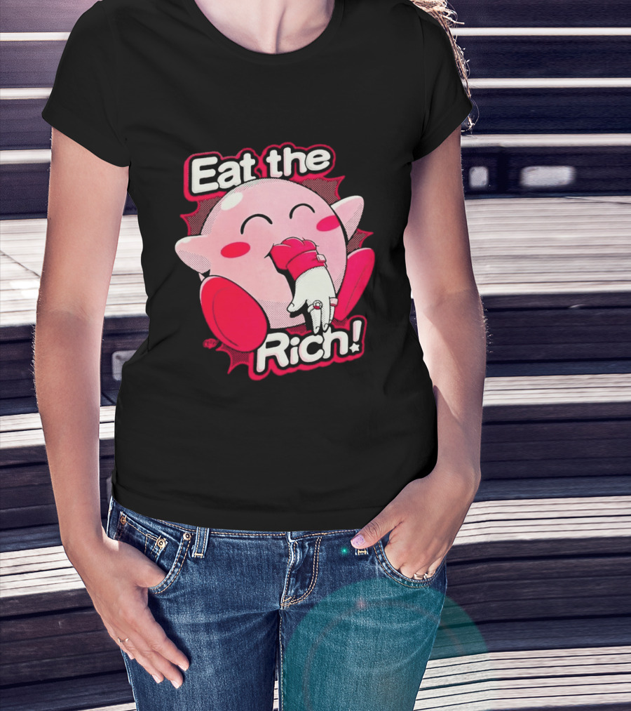 Eat The Rich Pink Character Eating Playful T-Shirt