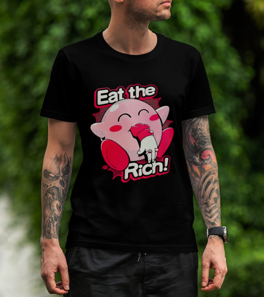 Eat The Rich Pink Character Eating Playful T-Shirt