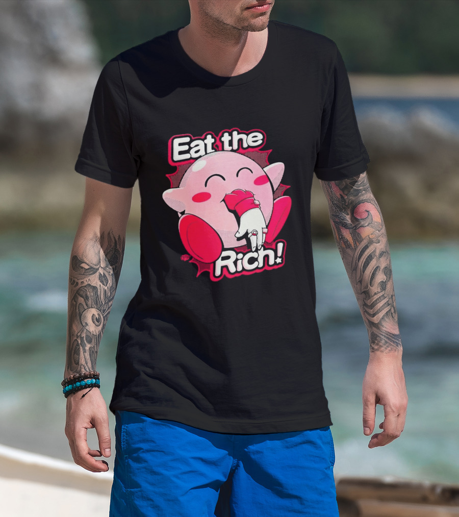 Eat The Rich Pink Character Eating Playful T-Shirt