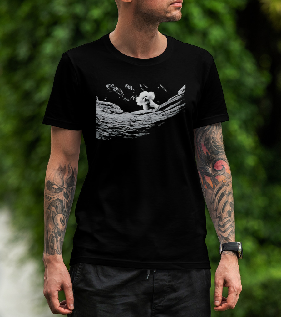 Nature Inspired Fluffy Dog Peeking In Artistic Brush Strokes T-Shirt