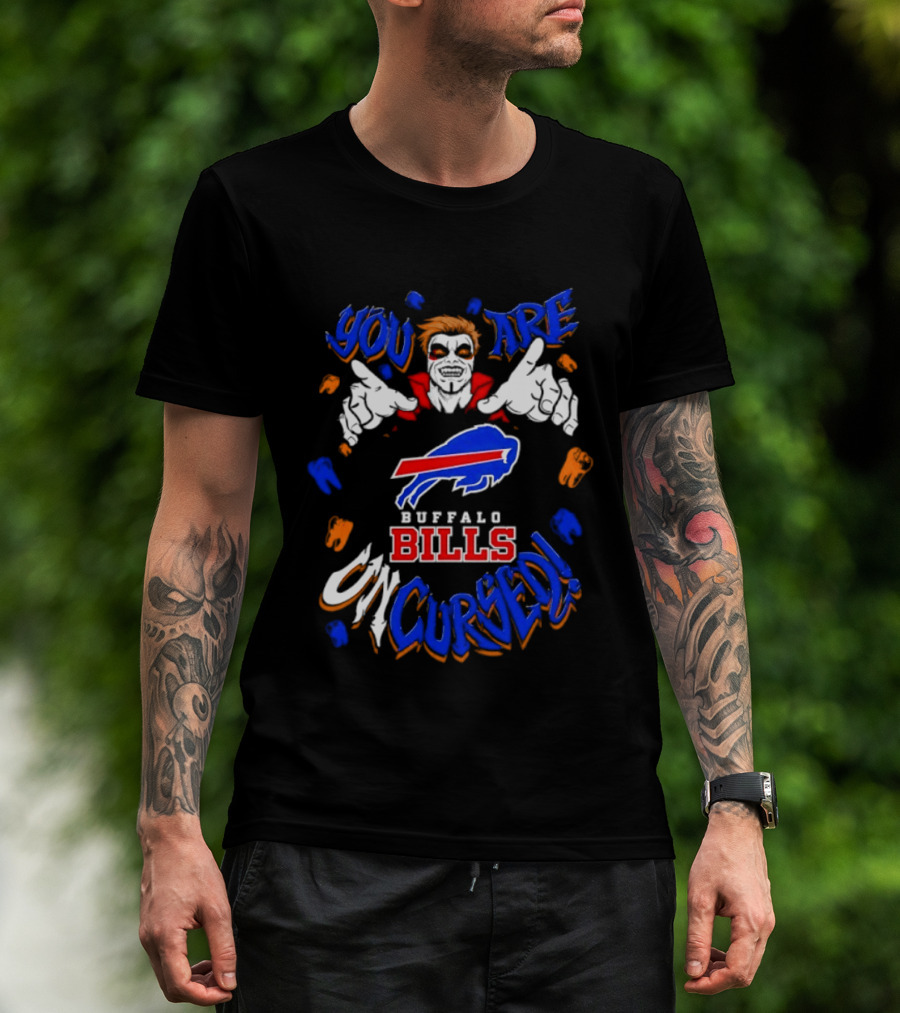 WWE Danhausen X Buffalo Bills You Are Uncursed Halloween Vampire Fangs T-Shirt