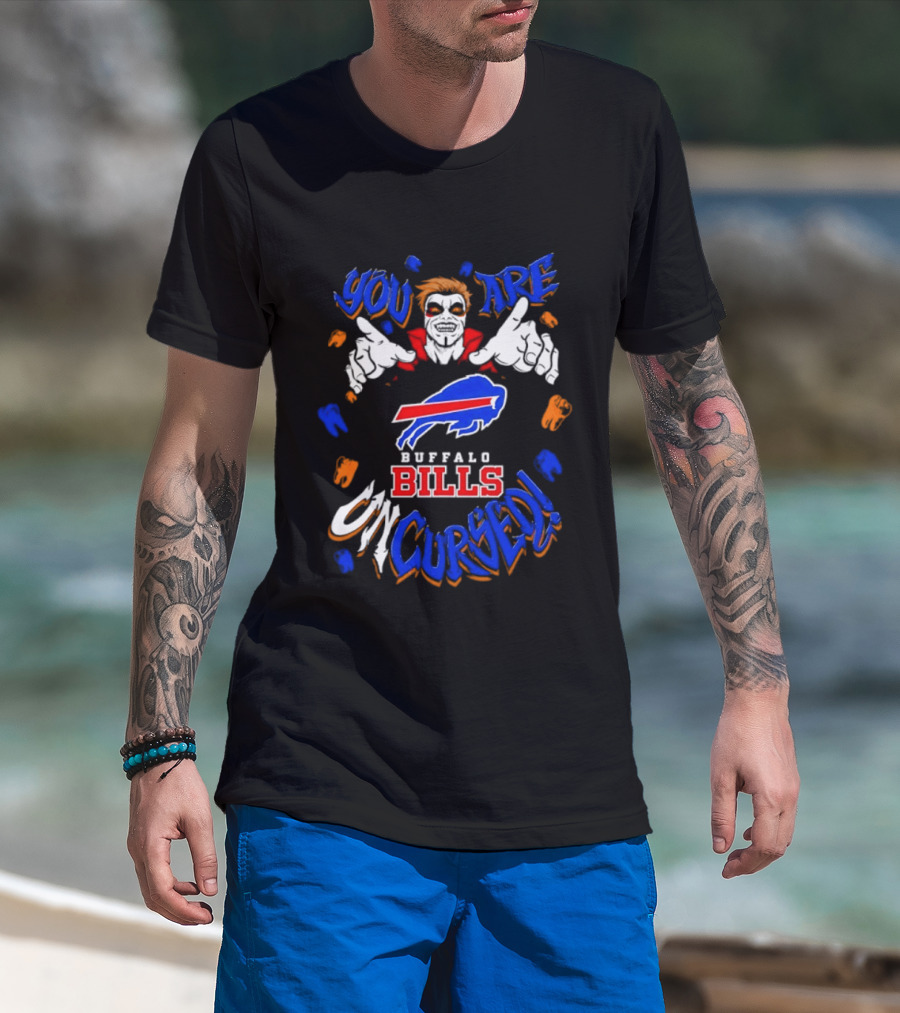 WWE Danhausen X Buffalo Bills You Are Uncursed Halloween Vampire Fangs T-Shirt