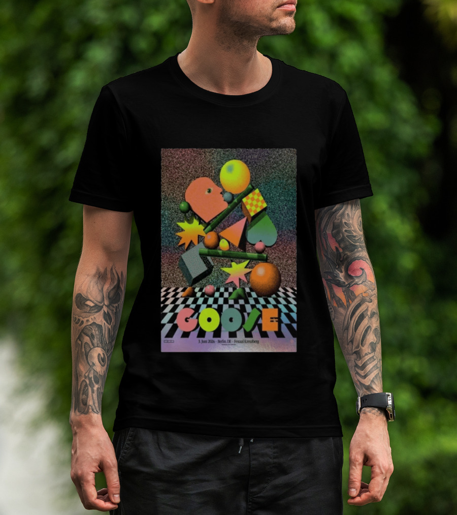 Goose 3 Juni 2026 Berlin Deutschland Festsaal Kreuzberg 3D Geometric Shapes Checkerboard T-Shirt