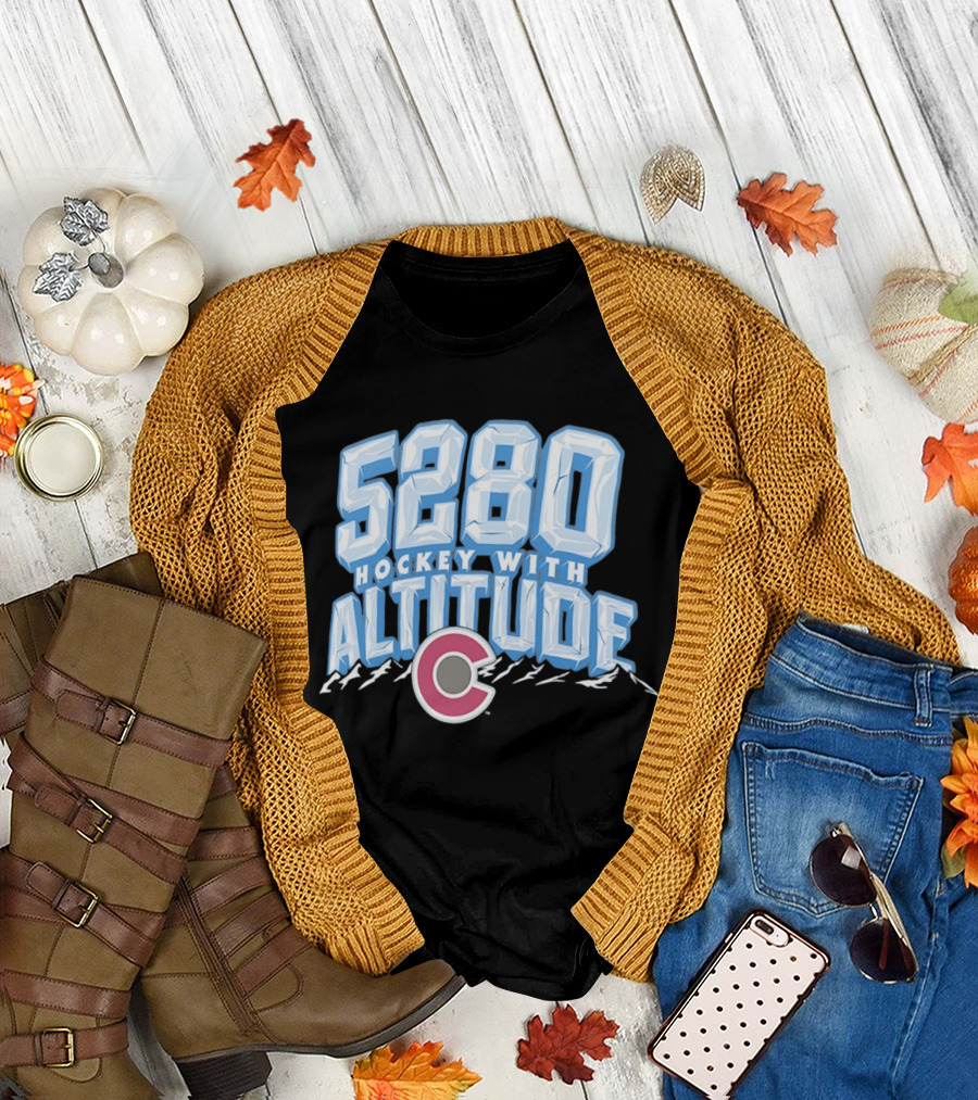 Hockey with Altitude 5280 Colorado Avalanche Ice Mountains T-Shirt