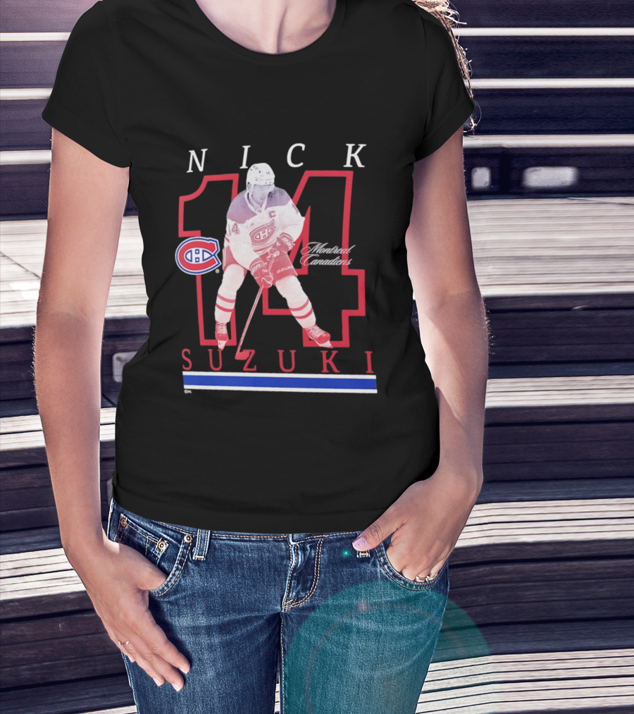 Nick Suzuki 14 Montreal Canadiens Captain Hockey T-Shirt