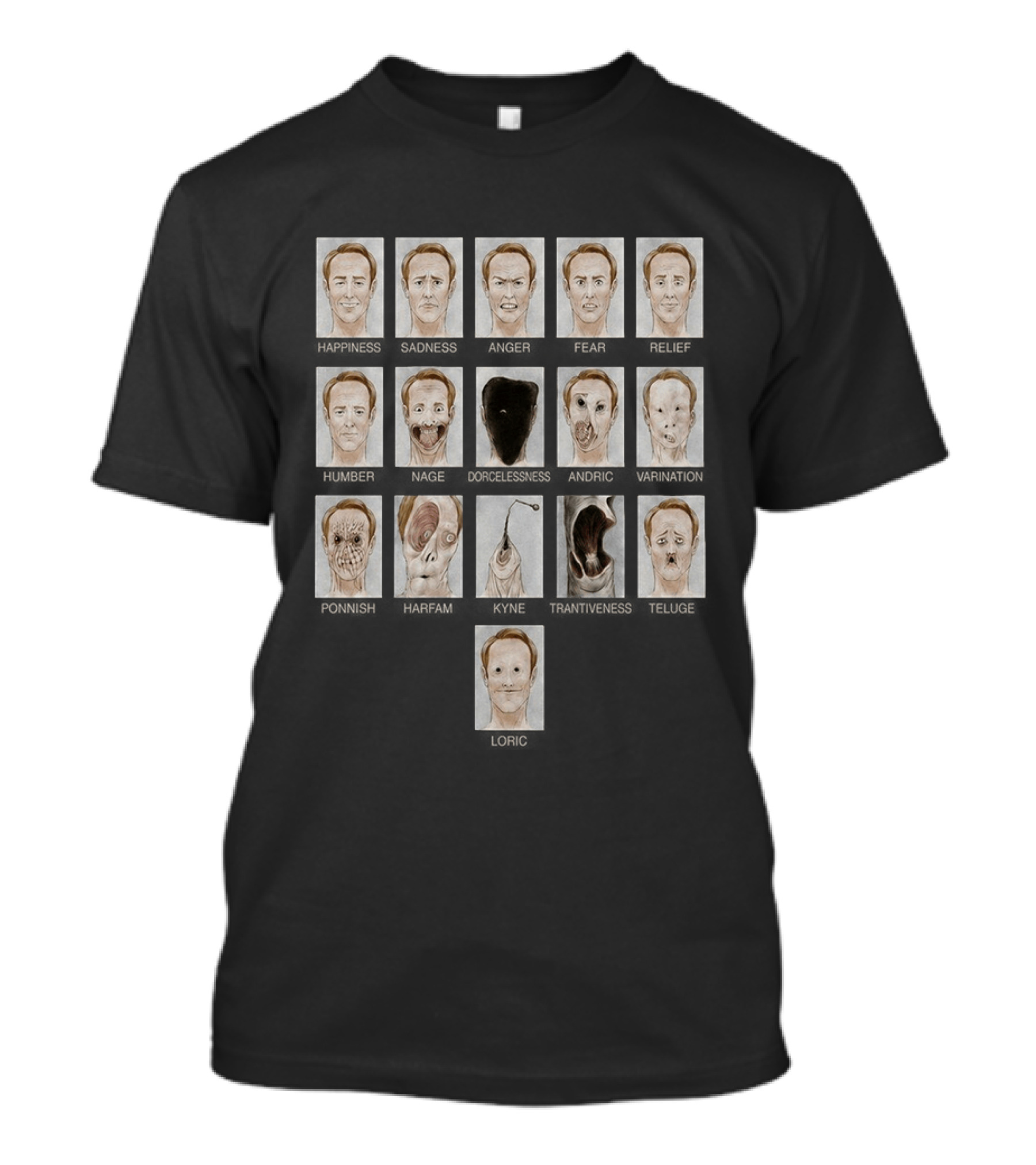 Creepy Emotion Faces Horror Including Happy Sad Angry Surprise Fear Shocked X14 Transformations T-Shirt