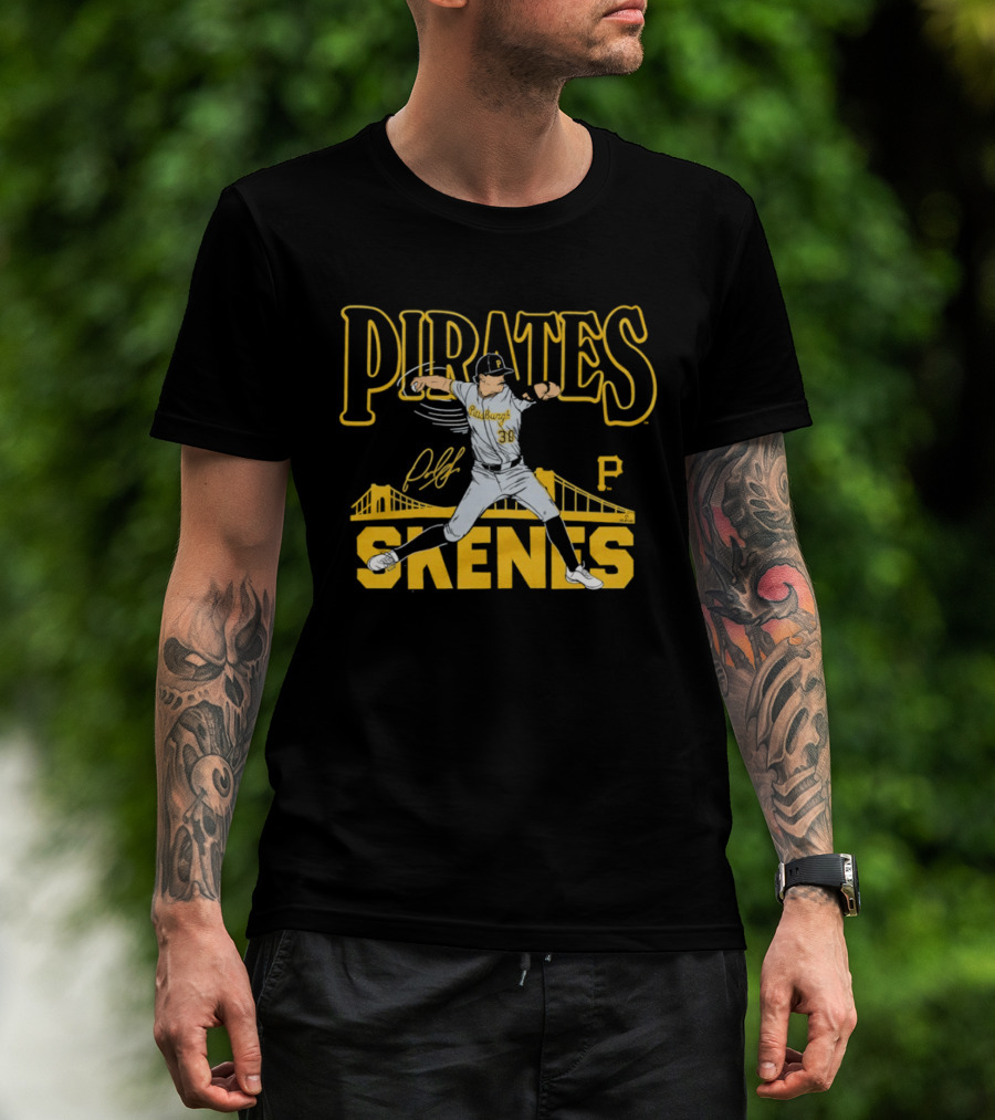 Pittsburgh Pirates Paul Skenes 30 Pitching Bridge T-Shirt