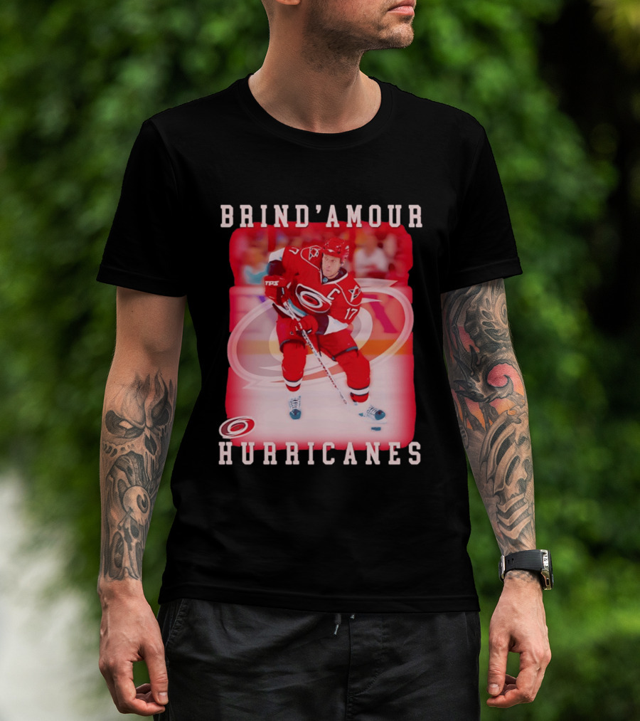 Brind'Amour Hurricanes Number 17 Captain Hockey Player T-Shirt