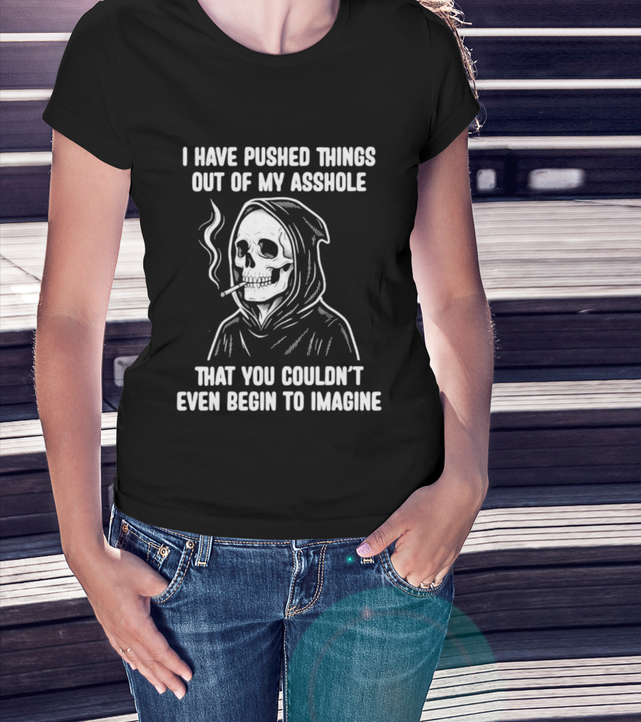 Skeleton Grim Reaper Smoking Dark Humor Sarcastic T-Shirt